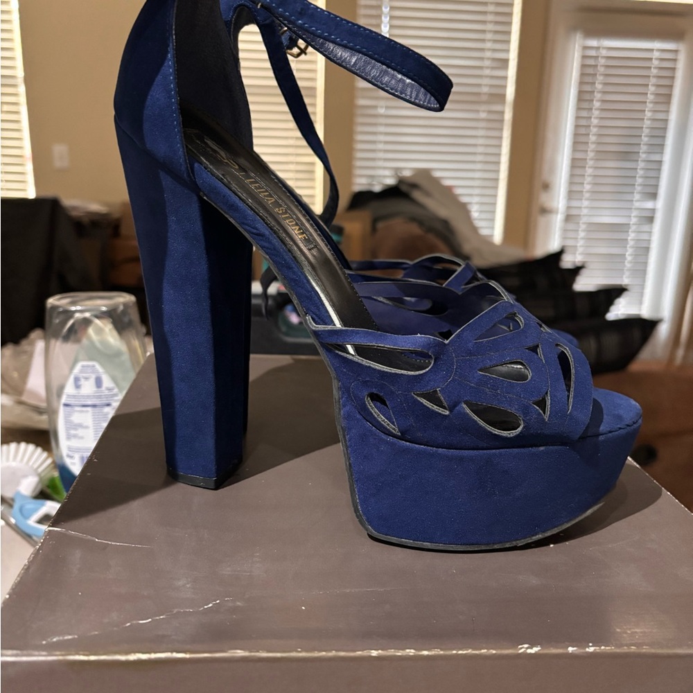 Leila Stone Royal Blue Platform Heels